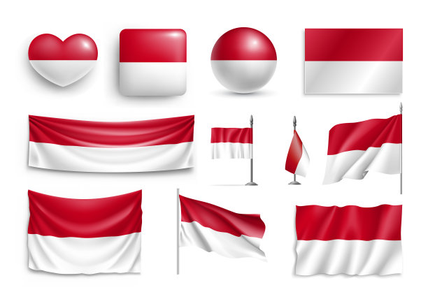 设置印尼旗帜旗帜标志图片下载