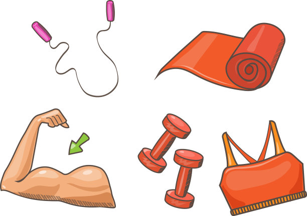 健身运动图标设置二头肌跳绳垫图片下载