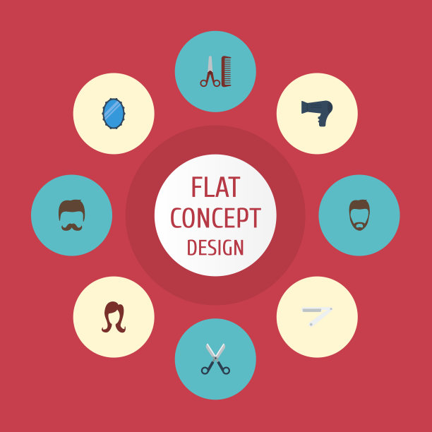 扁平图标女性发型剪等图片下载