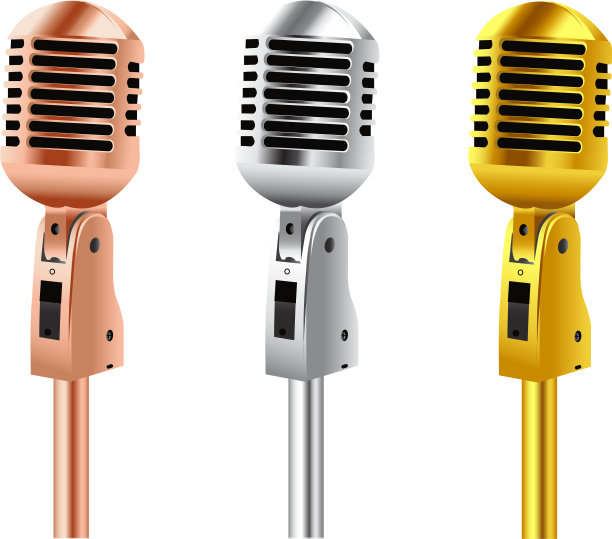 复古麦克风，铜，银，金图片下载
