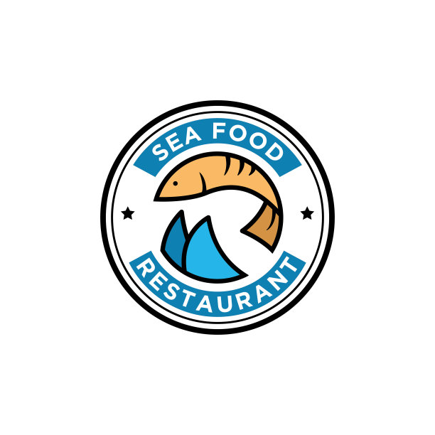 鲜鱼海鲜餐厅标识设计，食品饮料矢量插画很好的为企业标识品牌图片下载