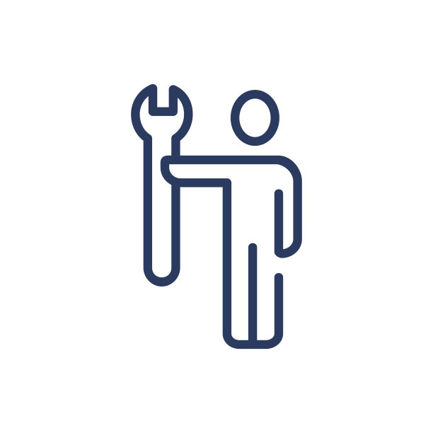 男子手持扳手细线图标图片下载