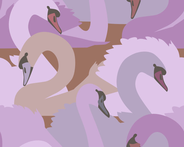 动物无缝模式。天鹅。平面设计。图片下载