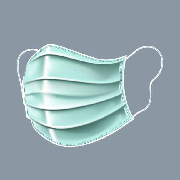 抗菌口罩上的灰色背景的三维矢量图像图片下载