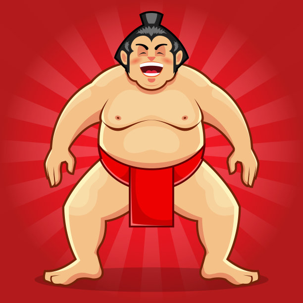 有趣的相扑笑脸库存矢量图图片下载