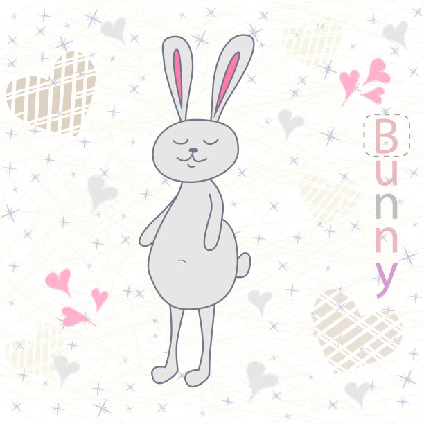 矢量插图的卡通兔子。卡通打印。平躺，俯视图。图片下载