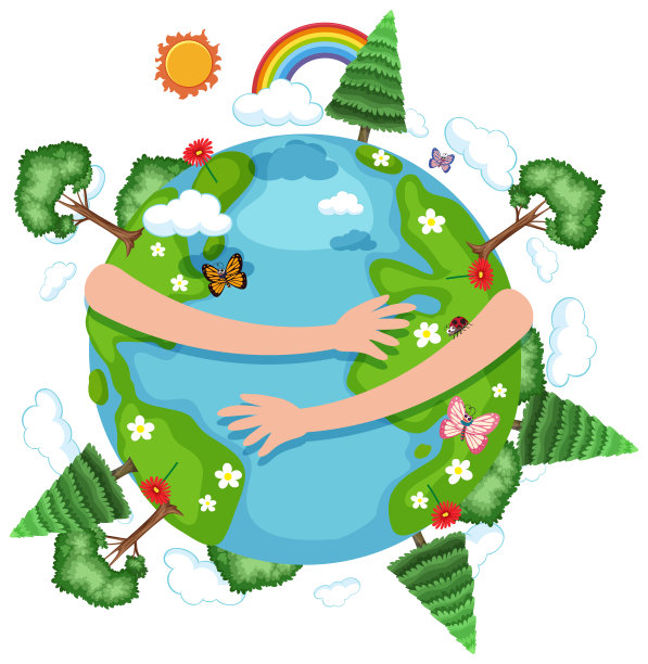 海报设计的快乐地球日与大手拥抱地球图片下载