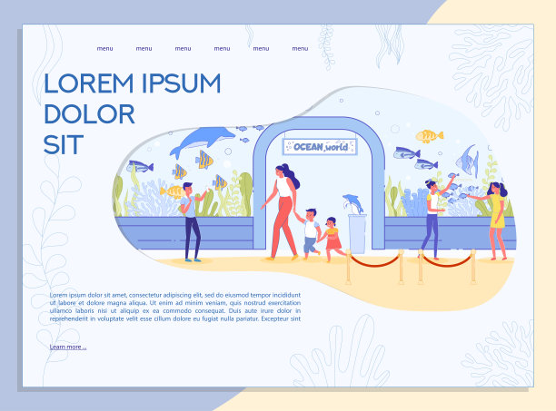 成人和儿童的水族馆游览登陆页面图片下载