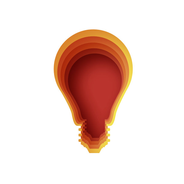 灯泡形状在纸工艺风格折纸分层图片下载