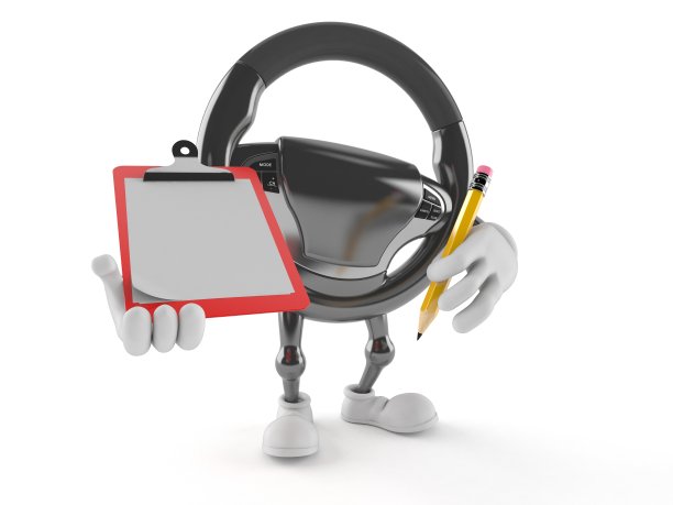 汽车方向盘字符握着剪贴板和铅笔图片下载