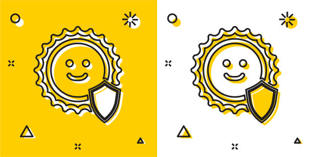 黑色防紫外线图标隔离在黄色和图片下载