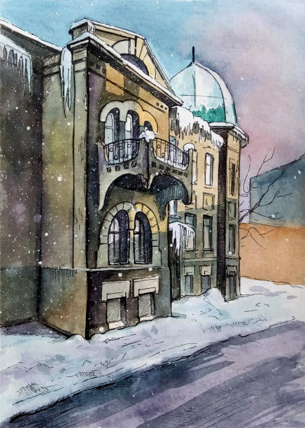 冬天的城市。古城视图图片下载