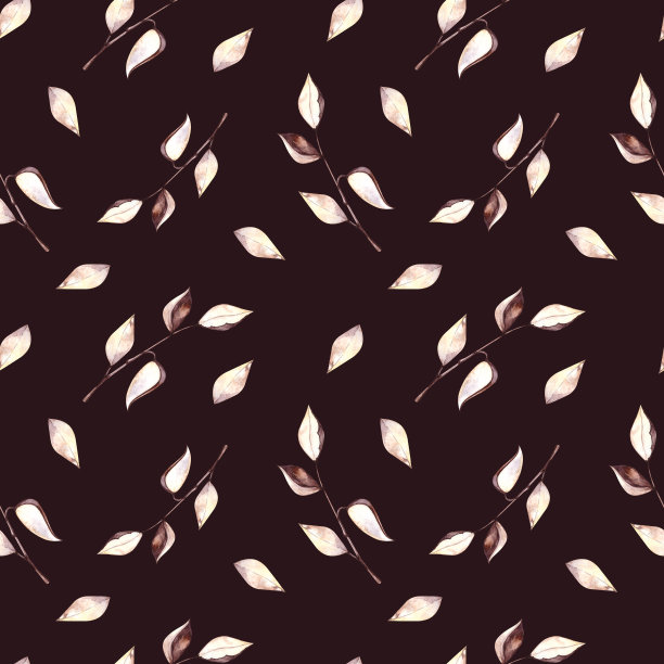 水彩棉和干叶图片下载