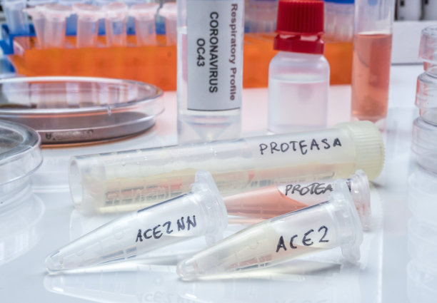 西班牙某医院的几瓶可溶蛋白酶蛋白用于激活冠状病毒严重急性呼吸综合征(SARS)人体呼吸道胰蛋白酶样蛋白图片下载