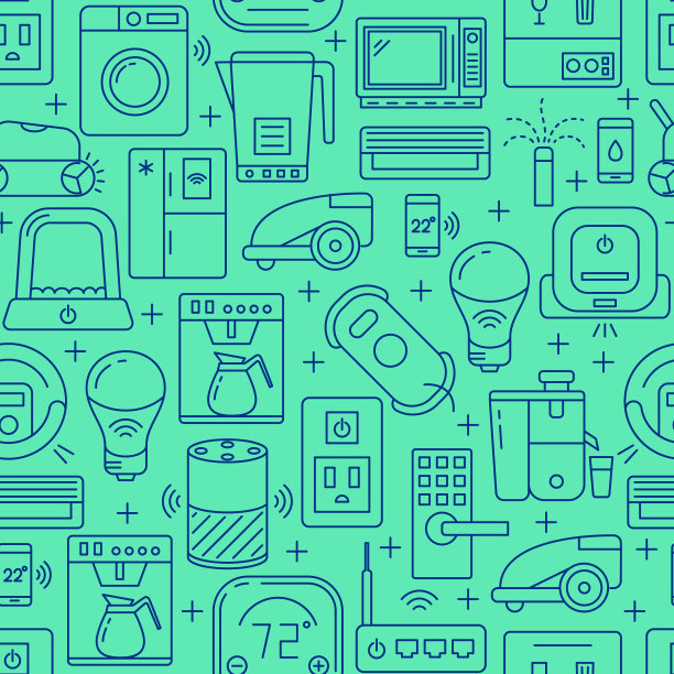 自动化家居无缝模式的线条风格图片下载