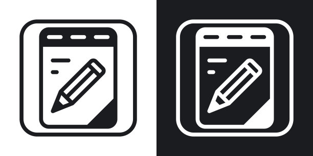 笔记本，记事本或笔记应用程序图标智能手机，平板电脑，笔记本或其他智能设备与移动界面。极简的双色调版本的黑色和白色的背景图片下载