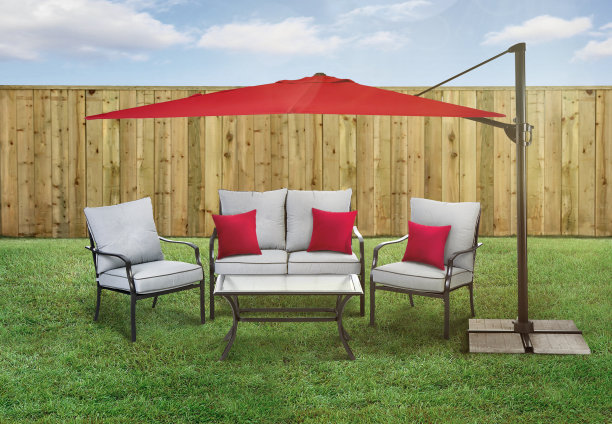 庭院设置在后院与绿色草地和木栅栏图片下载