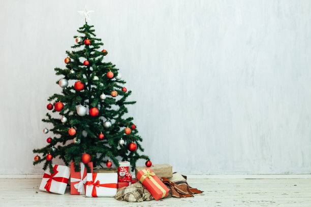 圣诞树礼物冬季背景假日新年图片下载