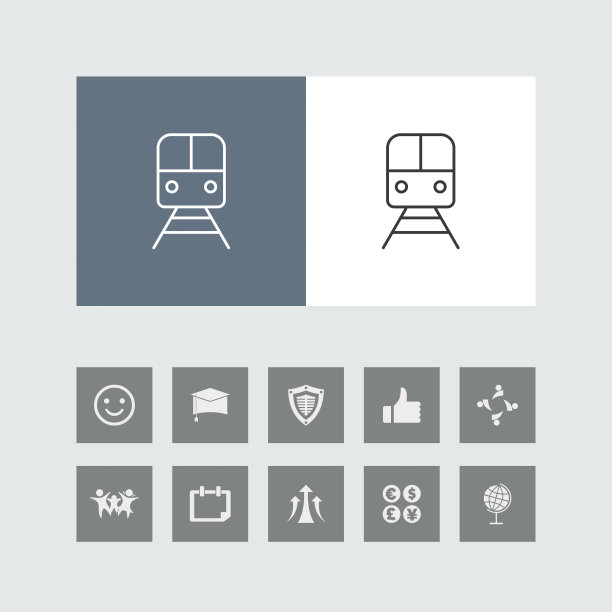 创意火车线路图标与奖金图标。素材图片