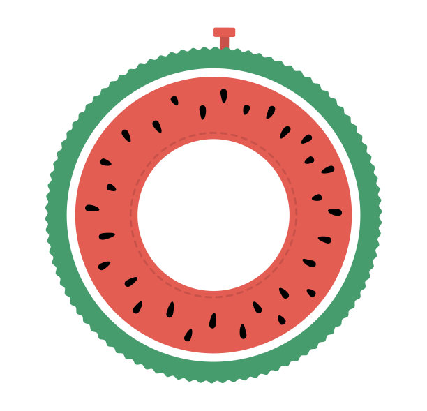 矢量充气环孤立在白色背景上。橡胶救生圈。西瓜游泳辅助。夏天剪纸艺术元素。可爱的平面插图的孩子。度假海滩对象。图片下载