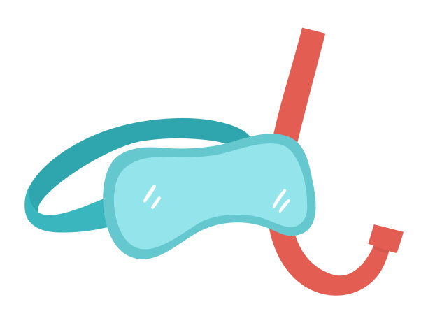 矢量潜水面罩和通气管隔离在白色背景。蓝色和红色夏季潜水或游泳设备clipart元素。可爱的平板泳镜和管插图的孩子。海滩对象。图片下载