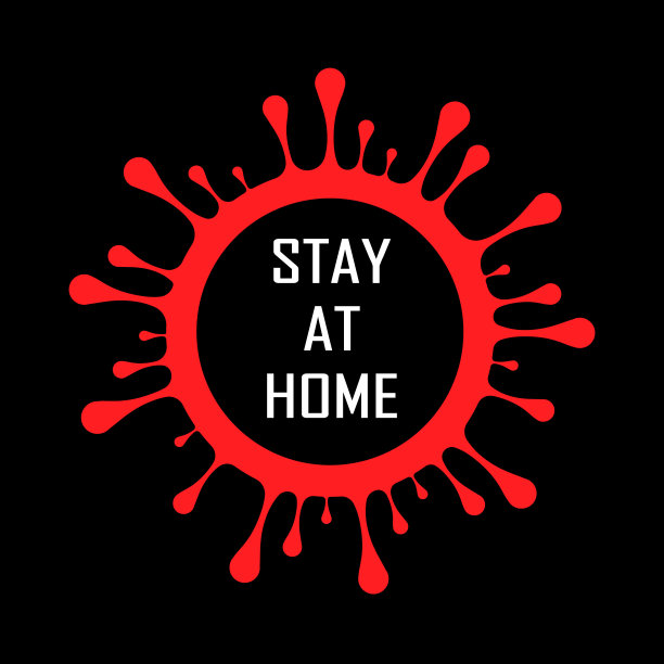 2019冠状病毒病，检疫动机海报。家庭的成年人和儿童留在家里，以减少感染和传播病毒的风险。保持冷静，待在家里引用矢量插图。图片下载
