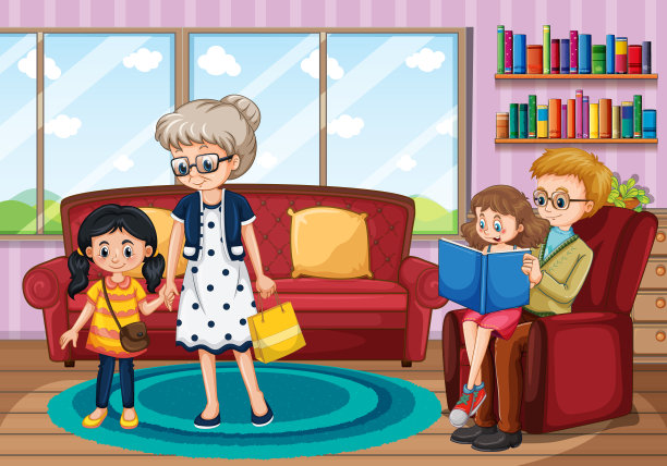 家人在家里玩得很开心的场景图片下载