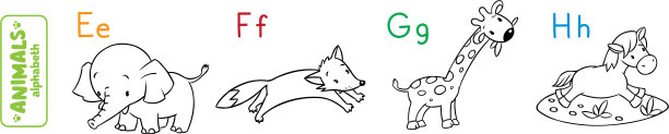 动物字母表或ABC着色书图片下载