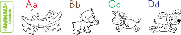动物字母表或ABC着色书图片下载