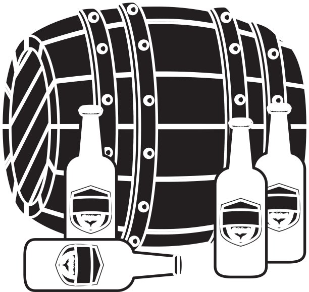装着啤酒的黑木桶图片下载