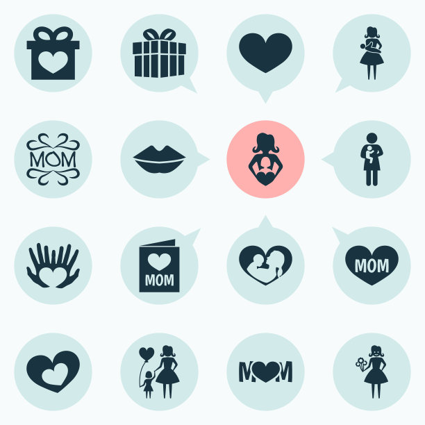 母亲节图标设计概念集16个这样图片下载
