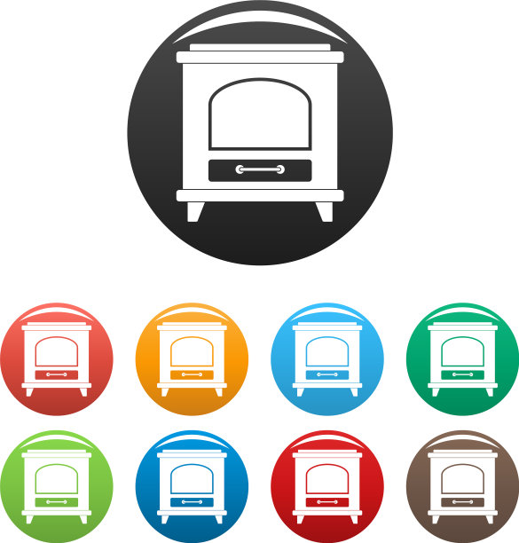 古老的烤箱图标设置颜色图片下载