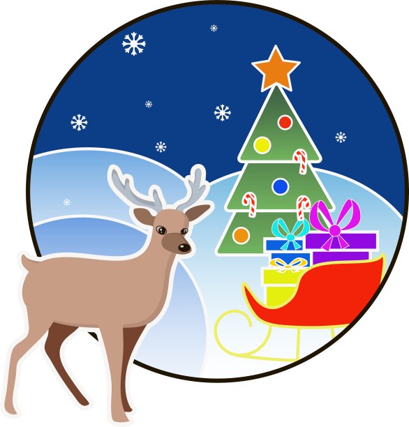 新年和圣诞卡与鹿和树图片下载