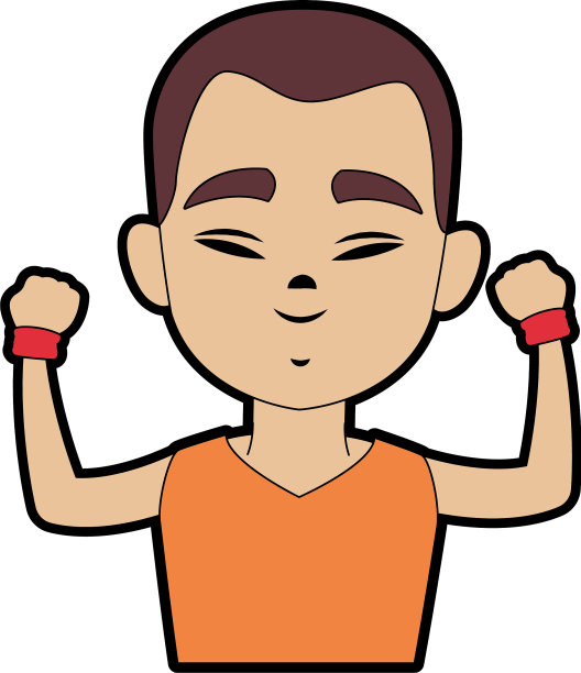 中国男人举起双手的卡通图片下载