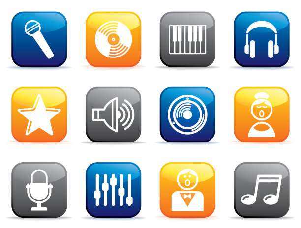 按钮上的音频和音乐图标图片下载