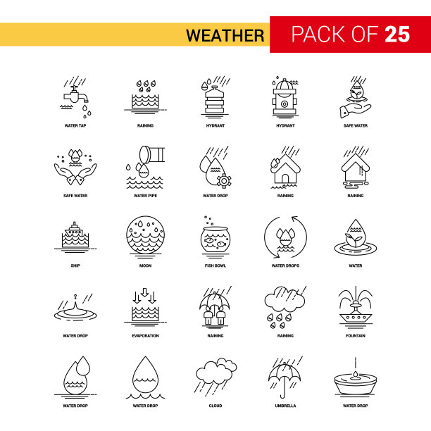 天气黑线图标- 25业务大纲图片下载