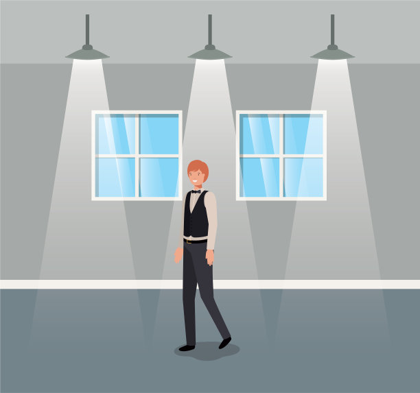 有商人行走的走廊建筑图片下载