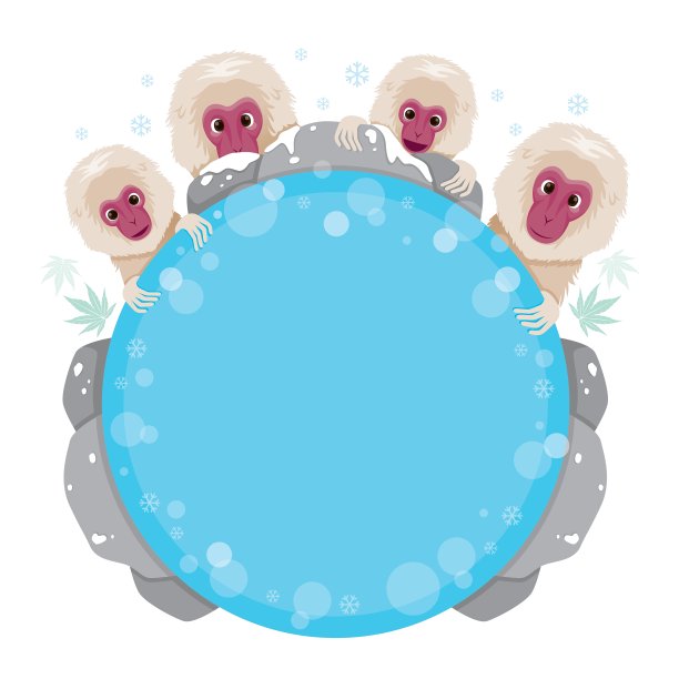 雪猴在温泉圈里放松图片下载