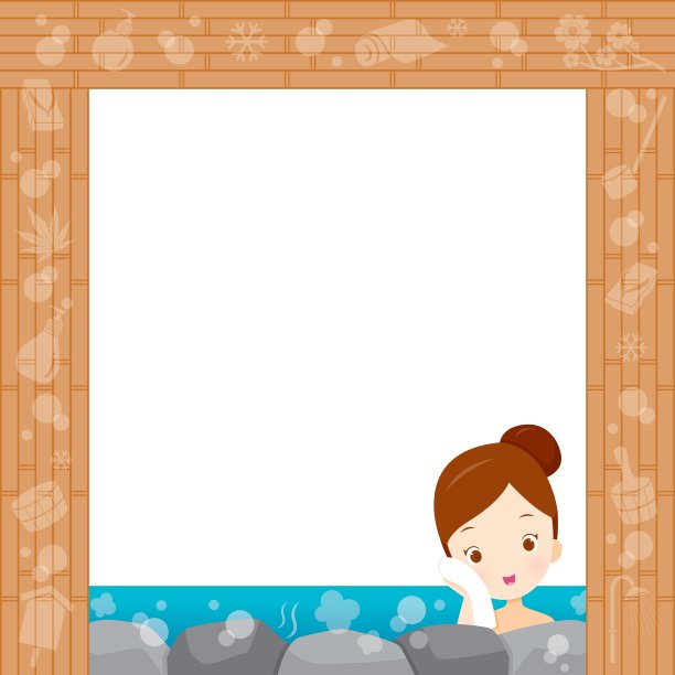 在温泉边境放松的女孩图片下载