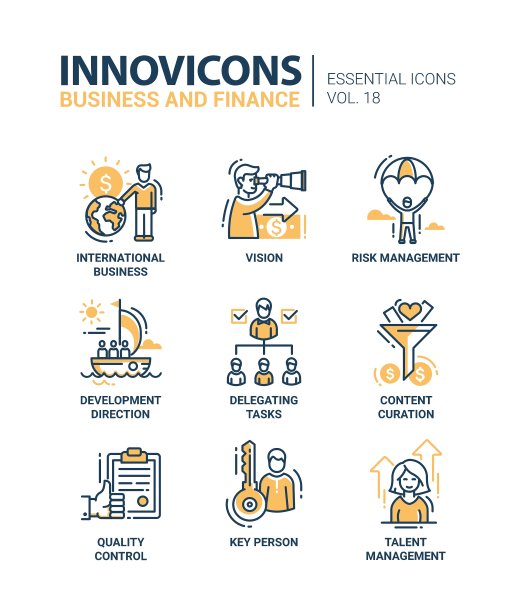 商业金融现代细线设计图标图片下载