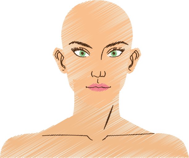 孤立的女人脸卡通设计图片下载
