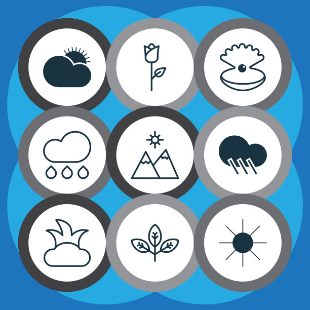 一套9个自然图标包括爱花图片下载