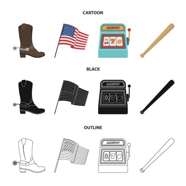 牛仔靴、国旗老虎机图片下载
