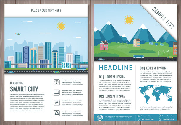 有城市景观和郊区的城市宣传册图片下载