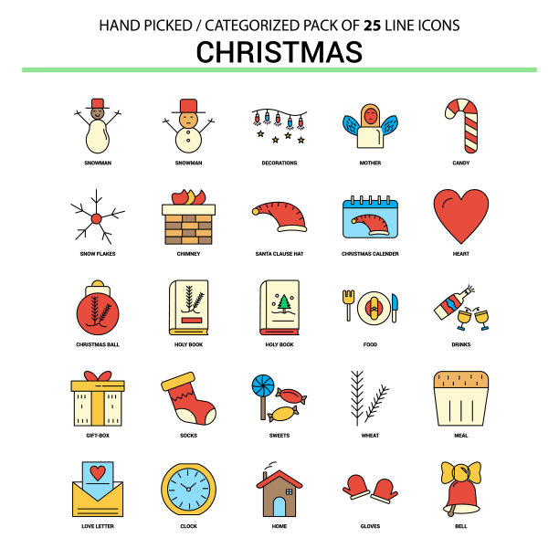 圣诞平线图标集-经营理念图片下载