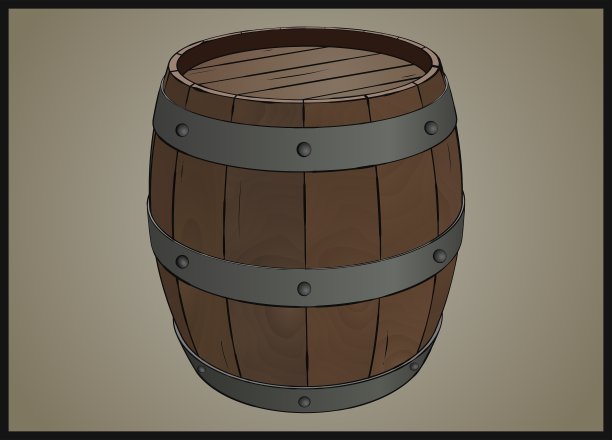 有铁环的木桶图片下载