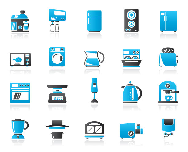 厨房电器和厨具图标图片下载