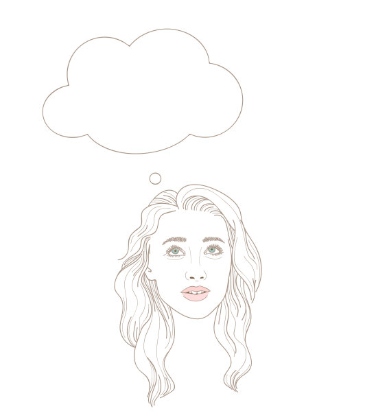 年轻的女人幻想地抬头思考图片下载