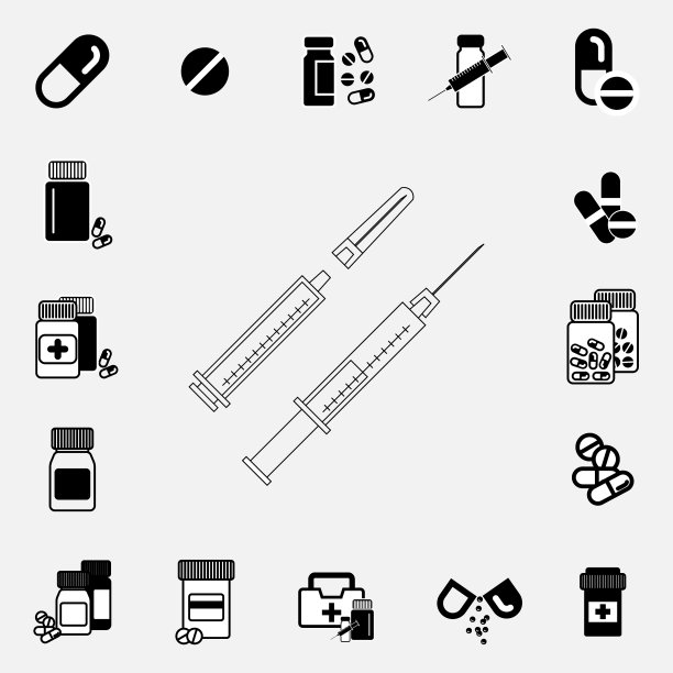 黑白注射器图标图片下载