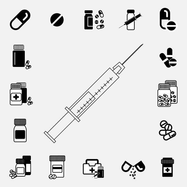 黑白注射器图标图片下载